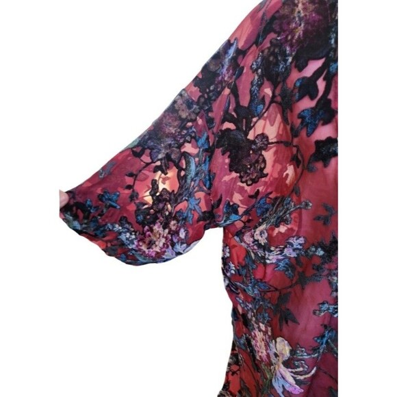 Velvet Burnout Kimono Open Front Top Size M/L Arizona - Picture 3 of 8